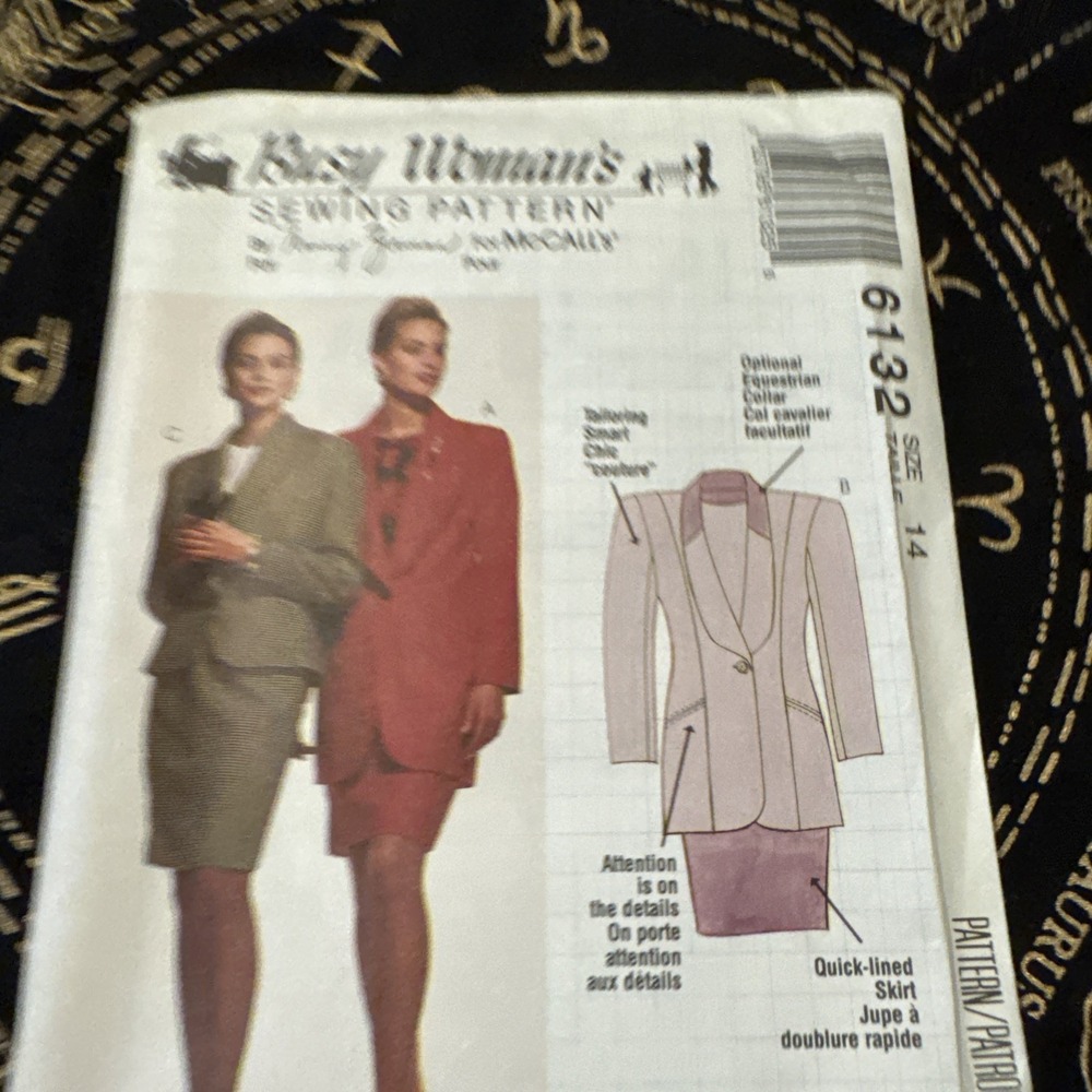 VTG BUSY WOMAN'S 6132 Size 14 Tailored Straight Skirt  Jacket Suit Pattern UNCUT